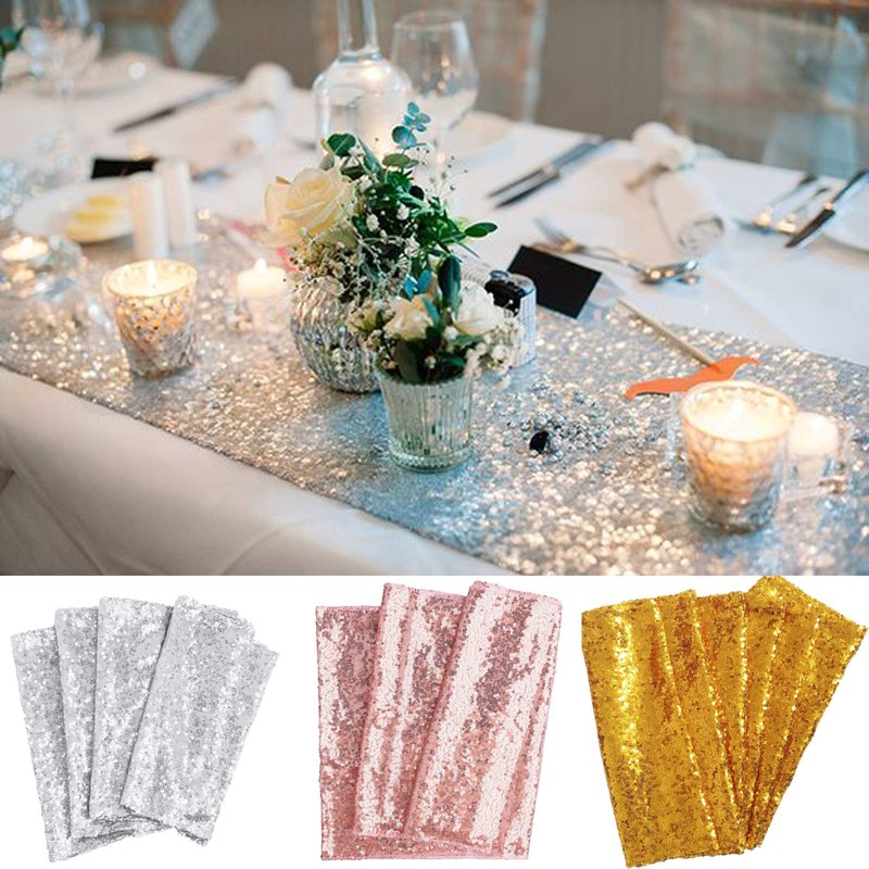 Time to Sparkle 12x108inch Glitter Sequin Table Runner Chair Sashes