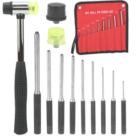 BIGP 9-Piece Roll Pin Punch Set, Punch, Pin Punch Set, Tool for Gunsmiths, Crafts and Repairs with Carry Bag and Hammer, 1/16 Inch-5/16 Inch