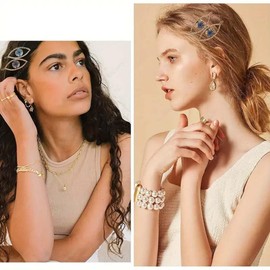 4pcs Vintage Devil's Eye Barrettes Metal Hair Clips for Women Evil Eye Pin Safety Hair Clips Evil Eye Hair Jewelry Evil Eye Hair Barrette Blue Evil Eye Hairpin for Women and Girls Headdress