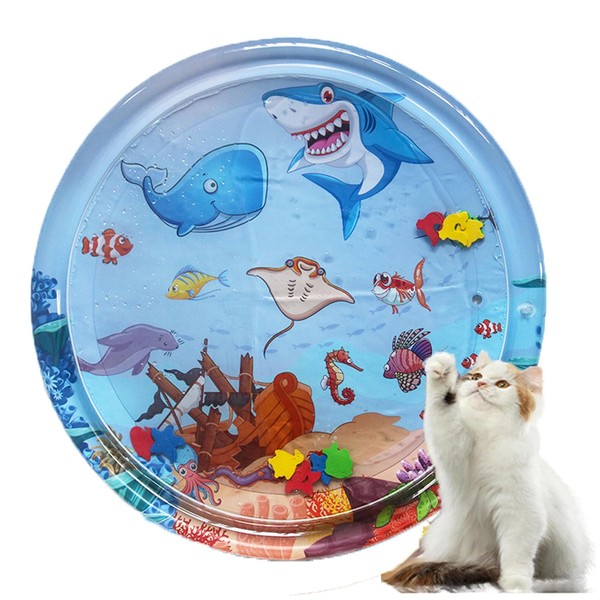 Cat Water Sensory Play Mat with Extra Protective Cover, Anti-Scratch