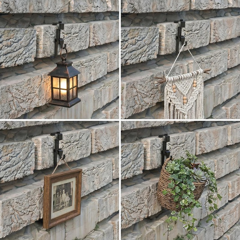 Anserdrm 10Pack Metal Brick Hangers,Hanging No Drill Outdoor Decorations Hangers