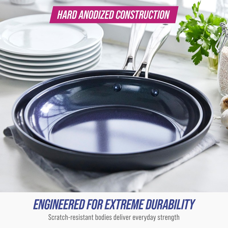 Blue Diamond Cookware Hard Anodized Ceramic Nonstick, 10" and 12"