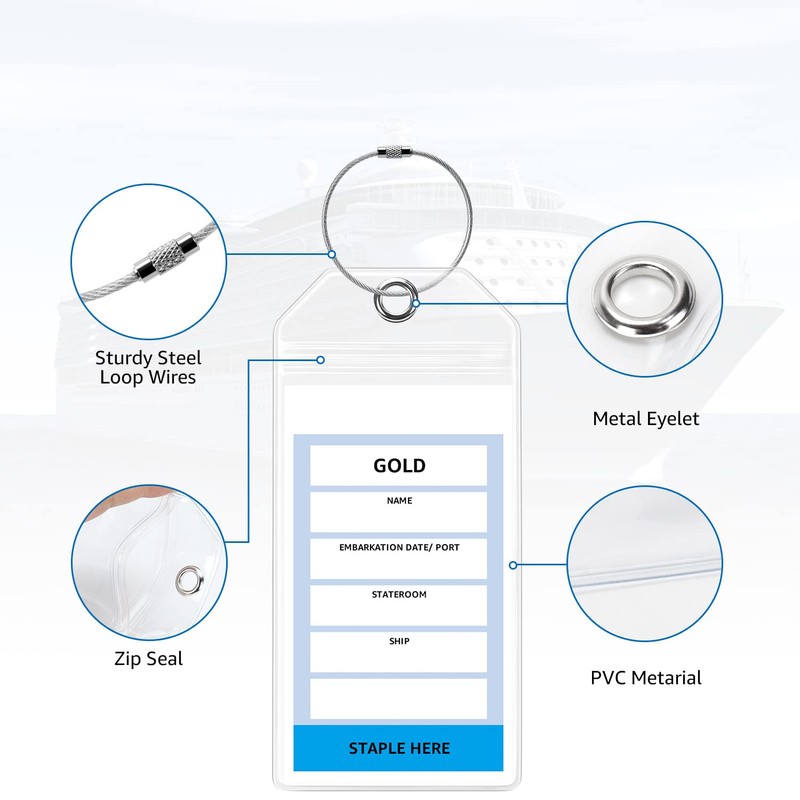 Cruise Luggage Tags, Clear Cruise Essentials E-tag Holders, Reuseable Cruise