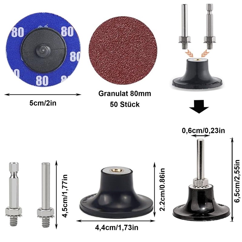Sanding Disc Pads, 2 Inch 80 mm Sanding Disc Set,