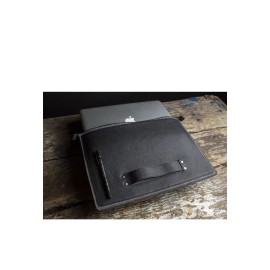 Fionte, 13" Leather Tablet / Laptop Case Cowhide Pebbled Leather + Wool Felt