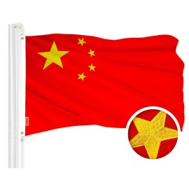 G128 Combo Pack: USA American Flag 3x5 Ft Embroidered Stars & China (Chinese)