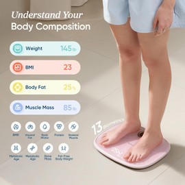 Etekcity Rechargeable Pink Smart Scale for Body Weight, BMI, Fat, Muscle Mass, Digital Bathroom Scale with 13 Metrics, Secret Mode, Bluetooth Connect to Free Apps, Cotton Candy Pink