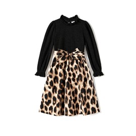 Family Matching Outfits Girl Dresses: Long Sleeves for Fall Winter Vacation Travel Photos Family Reunion Home Weddings Party School Picture - Girl 2 Years Black Leopard