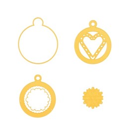 Nellie's Choice Cutting Die Christmas Baubles-4 Shape 7,5 x 8,5 cm-Card Making Supplies-Metal Dies for Scrapbooking, DIY and Paper Crafts, Yellow, 75x85mm