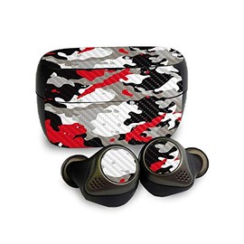 MightySkins Carbon Fiber Skin Compatible with Jabra Elite 85T - Red Camo | Protective, Durable Textured Carbon Fiber Finish | Easy to Apply, Remove, and Change Styles | Made in The USA