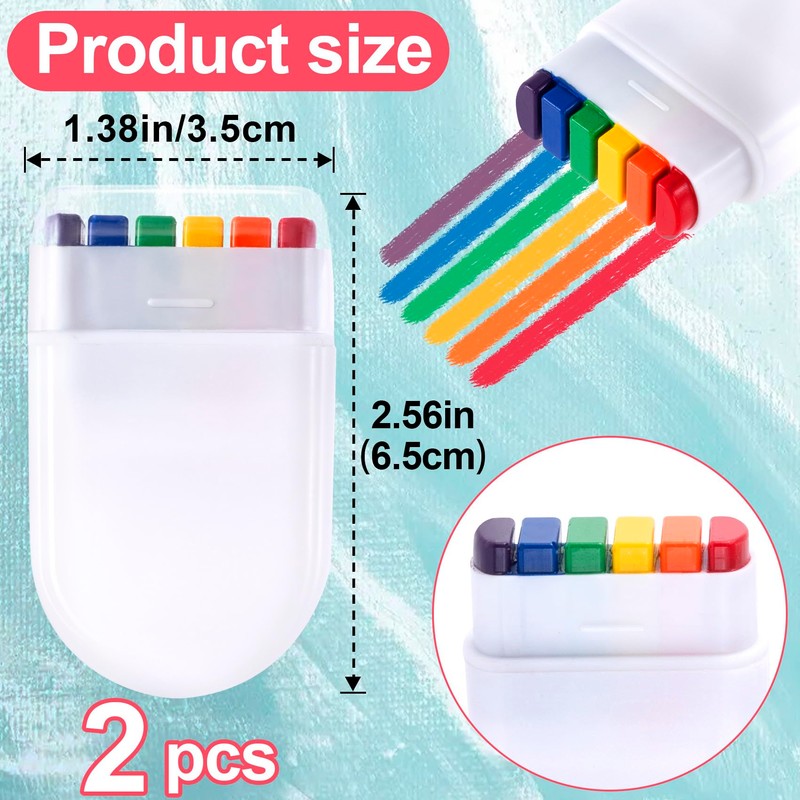 SmallCat 2 Rainbow Face Paint Sticks, Festival Makeup for Face,