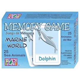 TEACH PLAY | Juego de Memoria para Niños y Adolescentes de 25 Animales del Mar en Inglés | 50 Piezas | Juego de Mesa | Memory Game Marine Wolrd