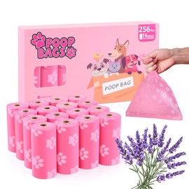 PPEIWASTE Poop Bags Rolls 256 Count - 9x13 Inches Pink Thickened Leakproof Lavender scent Poo Bags for Dogs, Eco-Friendly Pet Waste Bags for Walking, Home, Travel