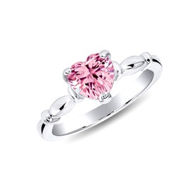 Jewelry by Debbie 925 Sterling Silver Pink Cz Heart Ring Rhodium Plated (4)