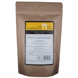 Elmwood Inn Fine Teas, Wild Strawberry Green Tea, 25 Pyramid Sachet Tea Bags