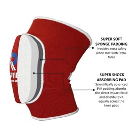 Protective Knee Pads | Elasticated Gel Padded Knee Support Sleeves for Work, Gardening, and Sports | Thick Poly-Cotton, Anti-Slip, Comfortable Knee Pads for Men & Women (Red, S/M)