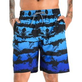 APTRO Men's Swimming Trunks, Long Swimming Shorts, Quick-Drying Board Shorts, Leisure Shorts with Inner Briefs, 2401