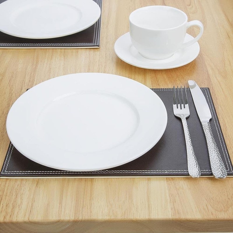 4x Faux Leather Placemats 300x200mm Brown Table Rectangular Coaster Restaurant