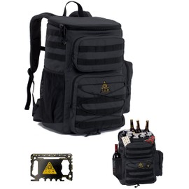 Cooler Backpack, Tactical, Insulated. Heavy Duty, Extra Large, Leak Proof for Hiking, Camping, Beach. Bonus, Credit Card Multi Tool Included (Khaki)