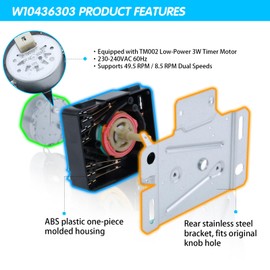 W10436303 / WPW10436303 Dryer Timer Replacement – Compatible with Whirlpool, Maytag, Amana, KitchenAid – Replaces AP6021393, 2311873, PS11754717, AH3632909, EA3632909, PS3632909 – 220 VAC 60 Hz