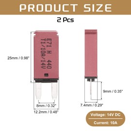 DMiotech 2 Pack Automatic Narrow Mini Reset Fuse, 14V DC 10A ATC/ATO Auto Circuit Breaker Reset Fuses Low Profile Blade Fuses for Car Truck SUV Marine Boat Motorcycle, Red