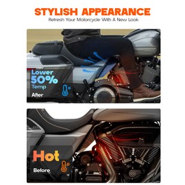 Gloss Black Mid Frame Air Deflectors Heat Shields Deflector Compatible with Harley Touring Street Road King Glide Road Glide Electra Ultra Limited Tri Glide CVO - Vivid Gloss Black (2009-2022)