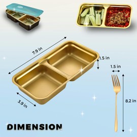 TOGJUSSAE 2-Pack Stainless Steel Snack Containers with Forks, Leakproof 304 Bento Snack Box with Date Dial, Portion Control Food Box for Travel, Outdoor, Healthy Snacks, Dishwasher Safe (Gold Set)