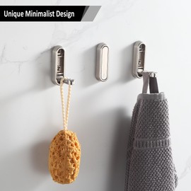 BGL Set of 3 Brushed Oval Heavy Duty Hidden Design Hooks Ideal for Jackets, Towels and Bags for Bathroom, Kitchen and Hallway