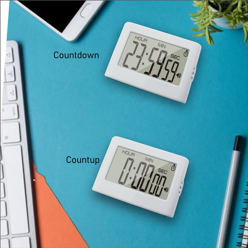 Digital Timer Countdown Up Back Light Vibration Sound Flash Alert