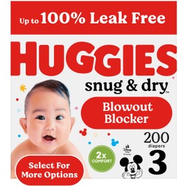Huggies Size 3 Diapers, Snug & Dry Baby Diapers, Size 3 (16-28 lbs), 200 Count (4 Packs of 50), Packaging May Vary