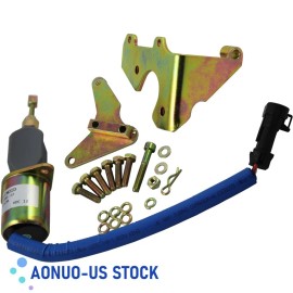AONUO-US Fuel Shut Off Solenoid 12V Fits Dodge Cummins With Bracket Kit 94-1998 Diesel