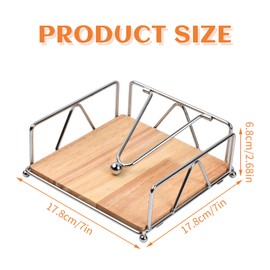 Natuce Napkin Holder Metal Wood, Napkin Dispenser with Weighted Bar, Modern Napkin Stand, Paper Napkin Holder, Tissue Dispenser for Kitchen, Restaurants, Bar, 16.7 x 16.7 cm (Silver)