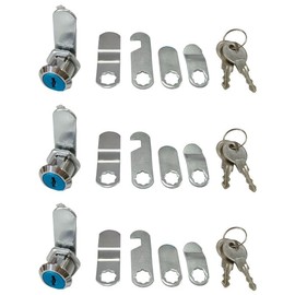 3 PCS Mailbox Locks – Security Cam & Lever Locks with 12 Interchangeable Plates for Mailboxes, Cupboard Doors
