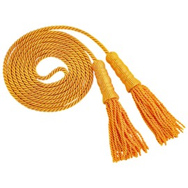 MAYJOYDIY 2.76 m Golden Braided Cord Tassel Decorative Twisted Cord with Tassels Polyester Silk Cord Graduation Cord for Curtains Draping Tieback Outdoor Home Indoor Flag Pole