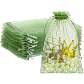 120PCS Sage Green Organza Bags 5 x 7 Inch Mesh Gift Bags with Drawstring Jewelry Bag Candy Bag for Wedding Bridal Shower Baby Shower Birthday Party Favor
