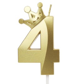 Crown Birthday Candle 4 Gold, 4 Candles for Birthday Cakes,Number 4 Crown Candle,4th Birthday Candles Sparkle Decoration for Birthday Party Wedding Anniversary Celebration Supplies
