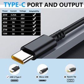 65W USB C Laptop Charger Type C Power Supply, Replacement for LG Gram 14" 15" 16" 17" Series 15Z90N 14Z90N 17Z90N 16Z90P 14Z90P 17Z90P Power Supply