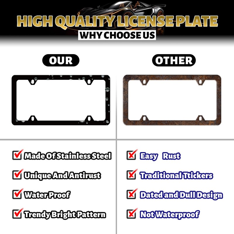 Mountains License Plate Frame Scenery Mountain License Plate Decoration Stainless