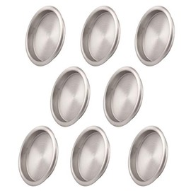 KOVOSCH 8 Pack Closet Door Finger Pull Satin Nickel - 2-1/8â Round Sliding Closet Finger Door Pulls, Easy Snap in Installation