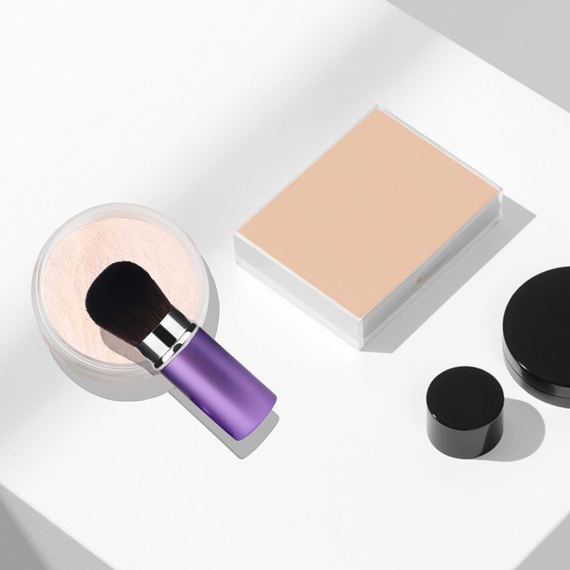 Xinpinzhou Purple Retractable Makeup Brush, Retractable Blush Blusher Face Powder