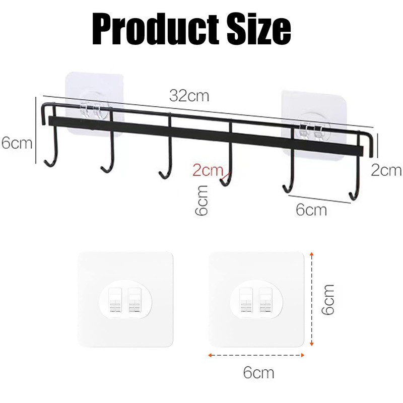 Qinsky Kitchen Utensil Hangers with 6 Hooks,2pcs Wall Mount Utensil