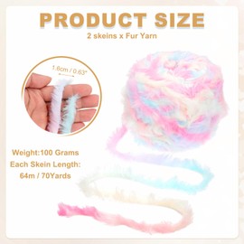 PATIKIL 70 Yards Fur Yarn, 2 Skeins 100 Grams Soft Plush Fluffy Chunky Polyester Faux Fur Eyelash Yarn for Crocheting Hand Knitting Blanket Hats Crochet Crafting, Cherry Blossom White