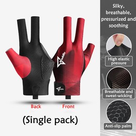 Wnddle Billiard Glove, Billiard Glove Left, Snooker Gloves, Billiard Pool Cue Gloves, Adjustable Pool Gloves, Non-Slip Pool Gloves, Suitable for Snooker, Pool Games (Red)