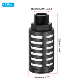 PATIKIL Pneumatic Muffler G 3/4, 2 Pack Plastic Air Compressor Exhaust Muffler Filters Air Solenoid Valve Muffler Fitting for Automation Pneumatic Equipment, Black