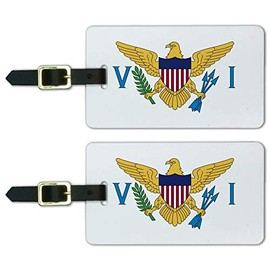 Virgin Islands US Territory Flag Luggage ID Tags Carry-On Cards - Set of 2