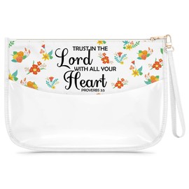Baptism Gifts for Women Christian Clear Makeup Bag Bible Verse Gifts Christian Inspirational Faith Present Cosmetic Bag Religious Easter Christmas Birthday Present for Her Friend Sister Mom Aunt