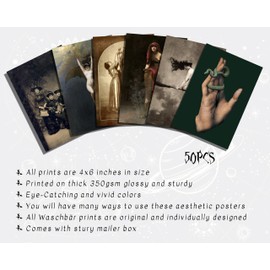 Waschbar Witchy Room Decor, Aesthetic Witch Decor, Gothic Home Decor Aesthetic, 50pcs Vintage Posters, Gothic Decor Aesthetic Wall Collage Kit, Gothic Room Decor