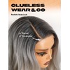 GORGIUS Silver Gray Loose Body Wave Lace Front Wig with