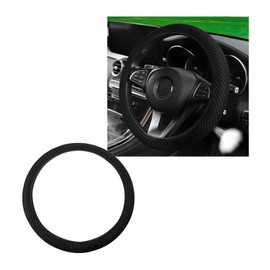 Wevdn Elastic Stretch Steering Wheel Cover, 15"×15" Microfiber Breathable Ice Silk Steering Wheel Protector, Anti-Slip Elastic Steering Wheel Cover for Men Women, Car Accessories (Black)