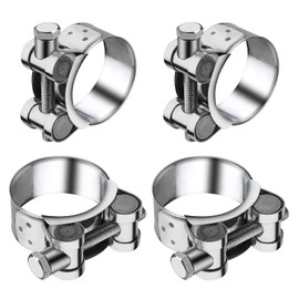Yemiany 4pcs 304 Exhaust Clamps 60-63 mm, Stainless Stell Joint Bolt Clamp, Motorcycle Exhaust Clamps, Piple Clamps, Hose Attachment, Muffler Downpipe